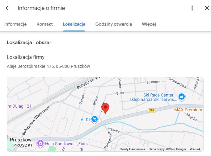 Ustawianie lokalizacji firmy w panelu Google My Business